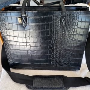 Beis - The Mini Work Tote in Black Croc